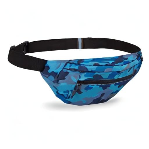 MAXTOP Camo Blue Fanny Pack for Men Cross Body Bag Carrying All Phones - color: Camo Blue, size: Large