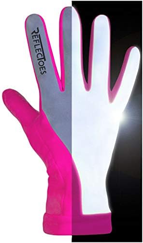 ReflecToes Reflective Winter Running Gloves, Hi Vis Neon Traffic Gloves Men - color: Pink, size: X-Small