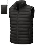 TACVASEN Men's Lightweight Packable Puffer Winter Warm Vests Outerwear - color: Black, size: Small
