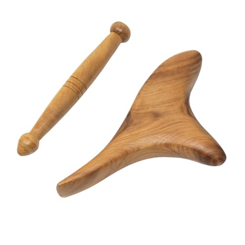 Honbay 2PCS Reflexology Tools Wood Body Massager Triangle Gua Sha Board Scraping Board Foot Massage Stick Tool Head Neck Hand Waist Calf Leg Foot Massager (Camphor Wood) - color: Camphor Wood