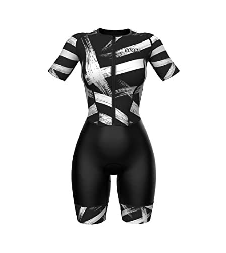 Sparx Aero Triathlon Suit Women Short Sleeve Tri Suit Women Running Swimming Cycling SkinSuit - color: Brushes, size: XX-Large
