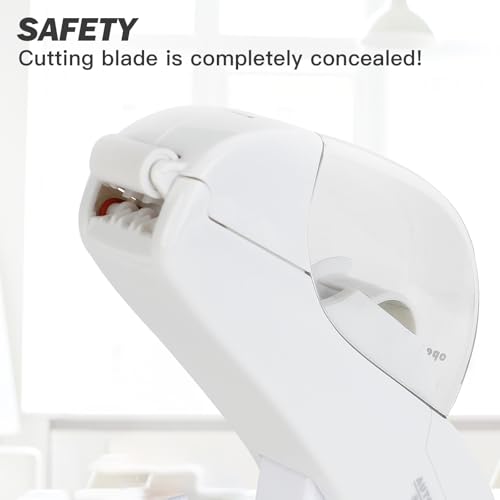 Eagle Automatic Tape Dispenser, Handheld & Portable Design, Office Tape Gun, One-Handed Operation with Safety Blade for Office, Home, DIY or Packaging (Includes 2 Free Tapes)(Snowy White) - color: Snowy White
