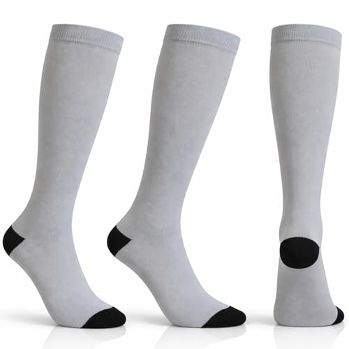 Diamond Star 6 Pairs Compression Socks for Men & Women, Knee High Socks - color: 6 Pairs Silver