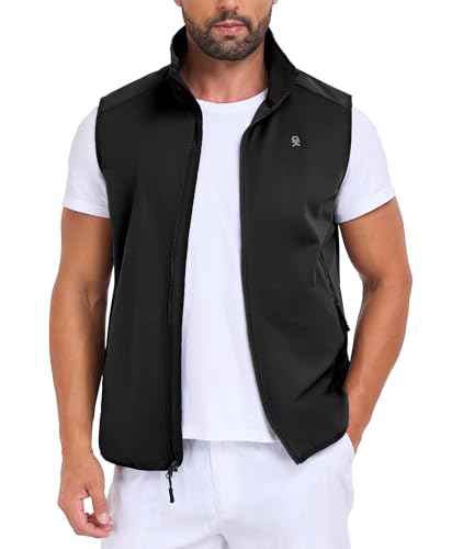 Little Donkey Andy Men's Softshell Vest Lightweight Windproof Waterproof - color: Basic Black, size: Medium