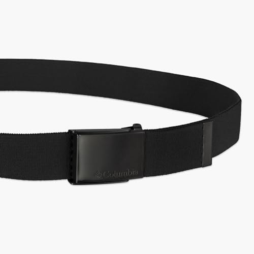 Columbia Men's Military Plaque Buckle Fabric Belt- One Size 42" Length - Everyday and Outdoor Wear - color: Black Stretch Strap