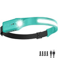 Nessciera Rechargeable LED Headlamp (Blue), 400 Lumens, 230° Wide Beam, USB-C, IPX4, 5 Modes — Lightweight, Adjustable Headband; Hard Hat Clips for Camping, Hiking, Running & Repairs, Gift - color: Blue