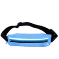 LED Rechargeable Running Belt for Men & Women – Light Up Reflective Waist Pack with Phone Holder | Adjustable Fitness Belt for Running, Walking, Hiking & Travel | WRENN & RAE (Aero Blue) - color: Aero Blue