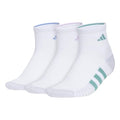 adidas Women's Cushioned Socks 3 Pairs - color: White/Blue Fusion/Powder Teal Green/3.0/Quarter, size: Medium, style: Quarter