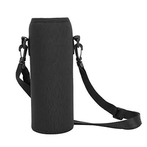Water Bottle Carrier Bag, Single-layer sports1000ml 34oz Neoprene Bottle Sleeve with Adjustable Sling Strap, for Stainless Steel Bottles, Glass Bottles, Plastic Water(black)