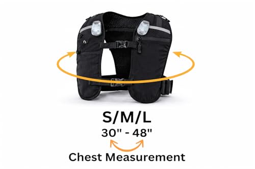 Running Phone Holder Vest with 500ml/17 oz Water Bottle | Reflective Hydration Vest | Adjustable | 4 LED Lights | 6 Pockets for Running Accessories | Unisex