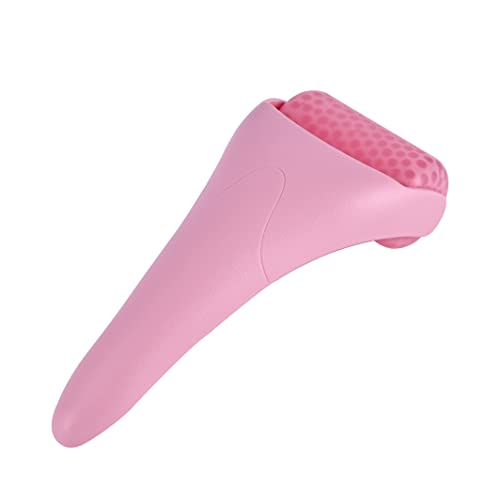 3 in 1 Ficial Face Ice Jade Roller and Gua Sha Tool, Natural Real Jade Anti-Wrinkle Face Eye Neck Massager Tool, Reduce Wrinkles, Puffiness, Migraine, Redness, Pain and Injury，Pink - color: Pink