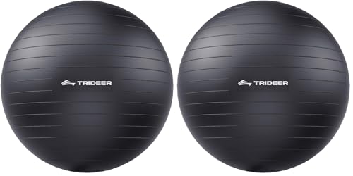 Trideer Yoga Ball for Exercise, Pregnancy, Exercise Ball, Pump Included - color: Black, size: XXL (31-33ines / 78-85cm) (Pack of 2)