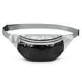 Holographic Sequined Fanny Packs for Women, Waist Belt Bag Fashion, Crossbody Bum Bag for Running, Black - color: Black