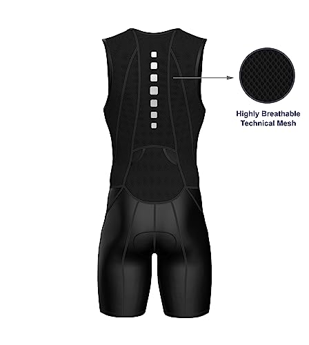 Sparx Men Competitor Triathlon Suit Mens Trisuits | Italian Technical Fabric | Soft Chamois | 4 Pockets | Bike-Swim-Run - color: Black Seams, size: Small