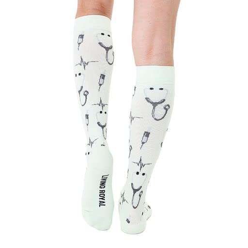 Living Royal Compression Socks - Graduated Compression 15-20mmHg, Padded Cushion Bottom Fun Socks, Moisture-Wicking - color: Pulse
