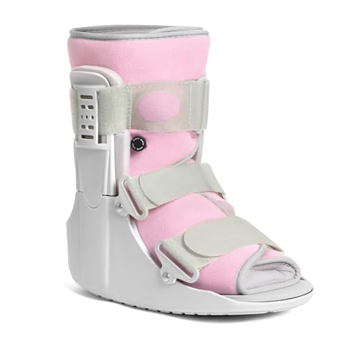 Jewlri Walking Boot for Broken Foot Injury, Air Cam Walker Boot, M - color: Grey & Light Pink, size: Medium