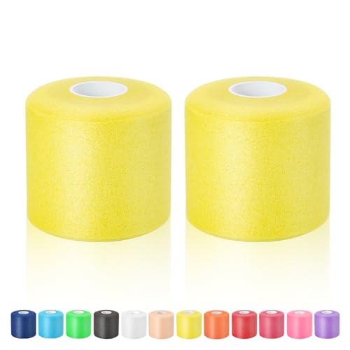 Pre Wrap Athletic Tape 2 Pack, 2.76 Inch x 30 Yards Foam Underwrap, Yellow - color: Yellow