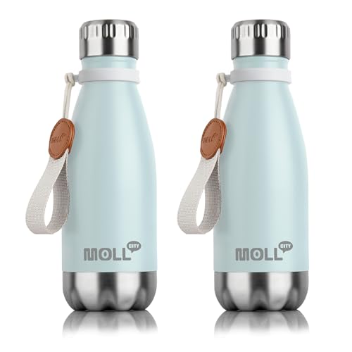 Kids Water Bottle,9 oz Stainless Steel Vacuum Insulated,Leak Proof (2Pcs) - color: Baby Blue 2Pack, size: 9 Ounces