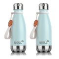 Kids Water Bottle,9 oz Stainless Steel Vacuum Insulated,Leak Proof (2Pcs) - color: Baby Blue 2Pack, size: 9 Ounces