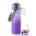 GOSWAG 24oz Insulated Stainless Steel Travel Water Bottle, 2 Lids - color: Pink-Purple Ombré