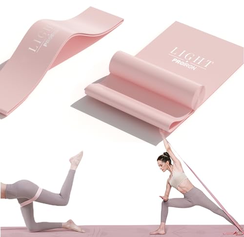 PROIRON Latex Resistance Bands Set 2-in-1, 6.6FT/4.9FT, for Pilates, Rehab - color: Pink/4.9FT+2FT/Light