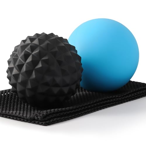 Silicone Massage Ball Set, 2 Pack Smooth & Textured with Mesh Bag - style: Smooth & Deep-Tissue Spiky Ball Set