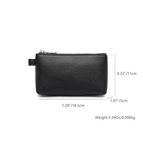 Small Makeup Bag for Purse, Leather Cosmetic (Black) - color: PU/Black
