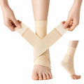 ABIRAM Ankle Brace Compression Sleeve with Adjustable Support Strap - color: Light Beige, size: Small