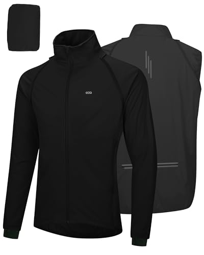 33,000ft Men's Packable Cycling Jacket Waterproof Running Vest Outerwear - color: Black, size: Small