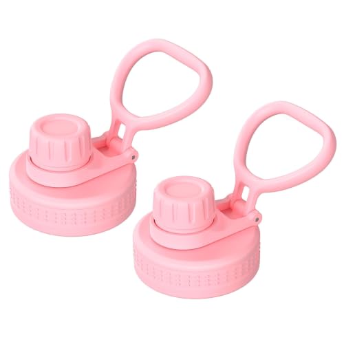 Spout Lid for Hydro Flask 12 16 18 20 32 40 64oz Wide Mouth Bottle - color: Pink 2 pack