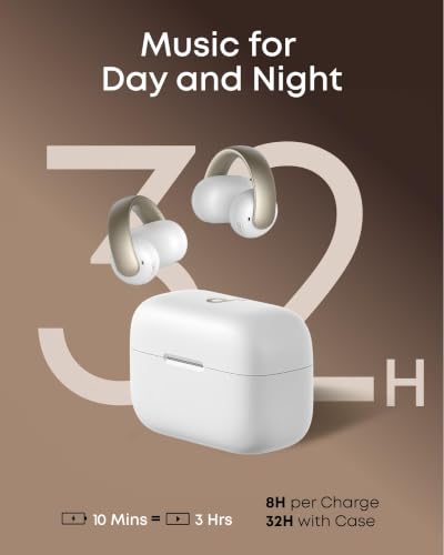 Soundcore AeroClip by Anker Open Ear Earbuds, Clip On Earbuds, Open Ring - color: Champagne Mist