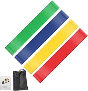 Resistance Loop Exercise Bands Set of 4 with Carry Bag for Home Fitness, Pilates and Daily Workout