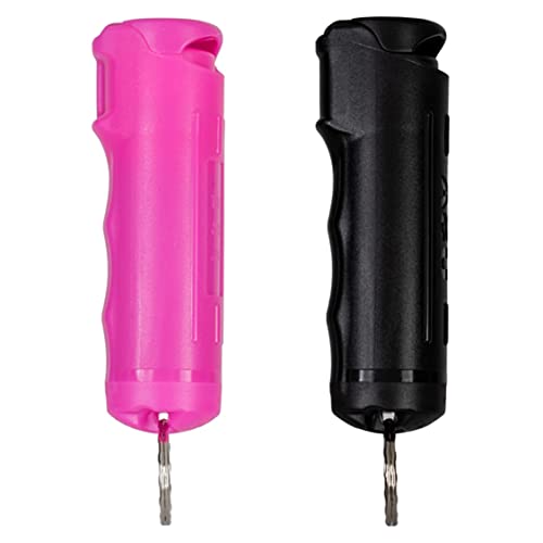 Police Magnum Keychain Pepper Spray Flip Top Safety 2 Pack 1/2oz - Maximum Heat Strength OC with Dye - Tactical Small Compact Case Holder - for Women & Men's Self Defense - Made in The USA - color: BLACK & HOT PINK