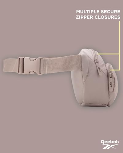 Reebok Belt Bag Fanny Pack for Women & Men, Adjustable Crossbody - color: Kat Latte