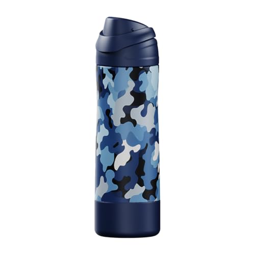 FJbottle Insulated Stainless Steel Sports Water Bottle with Handle - color: Navy Camouflage, size: 24 Ounces