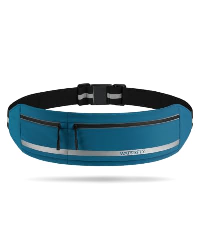 WATERFLY Running Belt Fanny Pack No-Bounce Large Phone Holder for Men Women - color: Blue, size: Medium