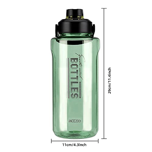2L/64oz Green Half Gallon Water Bottle with Handle for Gym & Outdoors - color: green