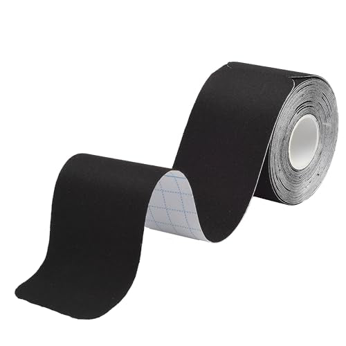 Kinesiology Tape, Premium Precut Roll, Elastic Cotton, Hypoallergenic, 20 Precut Strips, Ideal for Muscle Support & Injury Prevention (Black) - color: Black