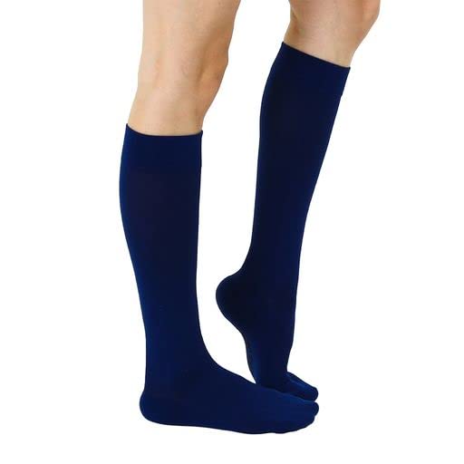 Living Royal Compression Socks - Graduated Compression 15-20mmHg, Padded Cushion Bottom Fun Socks, Moisture-Wicking - color: Navy