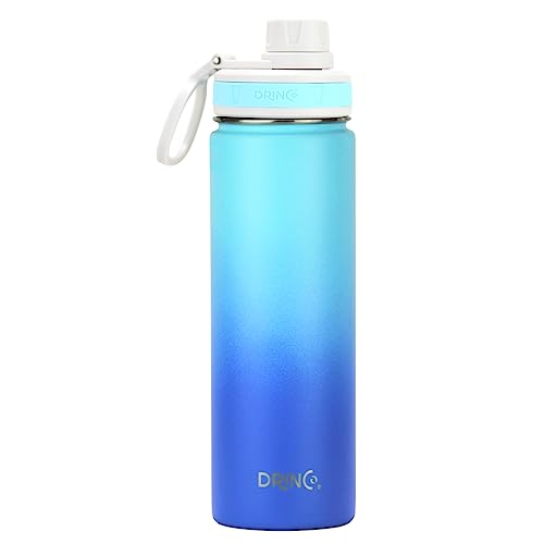Drinco Stainless Steel Water Bottle Spout Lid Vacuum Insulated Double Wall Water Bottle Wide Mouth Leak Proof Keep Cold Sport Camping Hiking (22oz Morning Sky Blue) - color: 22oz Morning Sky Blue