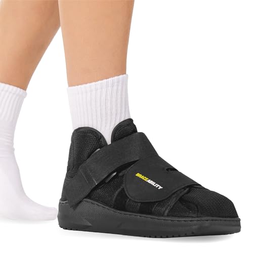 BraceAbility Closed Toe Medical Walking Shoe - Kid’s Lightweight Broken Toe Cast Boot, Fractured Foot Brace for Metatarsal Stress Fracture, Post-op Bunion, Surgery Recovery for Boys and Girls (XS) - size: X-Small (Big Kid's 2-4 / Women's up to 5)