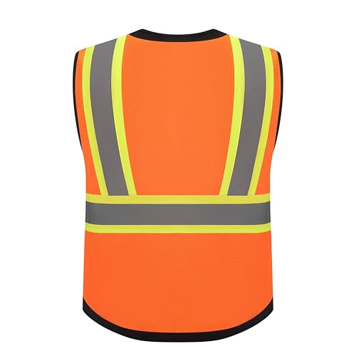 Gasoline Class 2 High Visibility Reflective Safety Vests Women & Men - color: Orange Black, size: X-Large