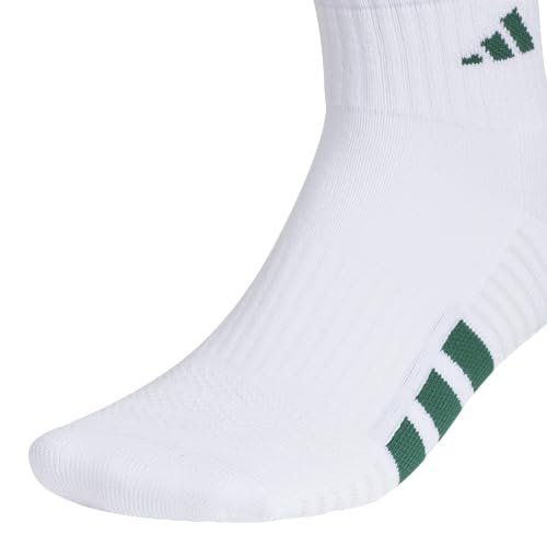 adidas Men's Cushioned Socks 3 Pairs - color: White/Collegiate Green/Black/4.0/Quarter, size: Large, style: Quarter
