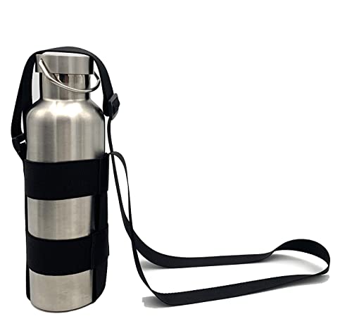 Wanty Water Bottle Carrier Sling Water Bottle Holder with Adjustable Shoulder Strap for Walking Short Hiking, Elastic Fastening Strap Fit for 12-40Oz (Exclude Water Bottle) (2 Elasticated Band)