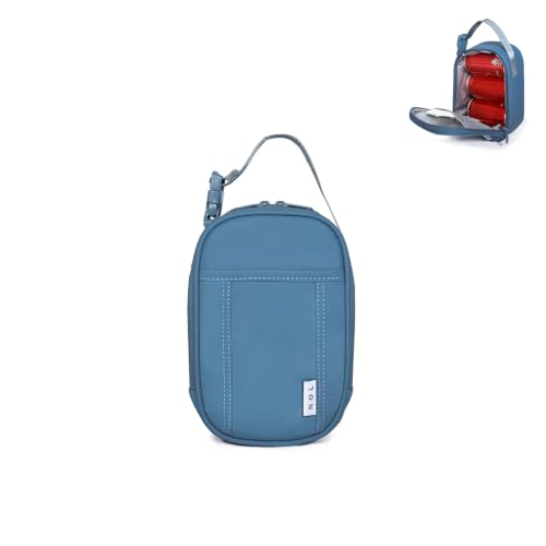 NOL Small Insulated Snack Bag Mini Freezable Cooler Pouch 3L fit 3 Cans | Wide-Mouth 6hours Cool & Warm Lightweight Leakproof Nylon Box for Work Travel (Dusty blue) - color: Dusty blue