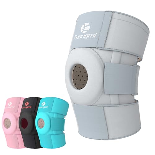 Kuangmi Knee Brace with Side Stabilizers & Patella Gel Pad,Adjustable Compression Knee Support with Arthritis Relief,Injury Recovery,Running,Weightlifting,Climbing(Grey,2-Springs,S/M - color: Grey(2 Springs), size: S/M