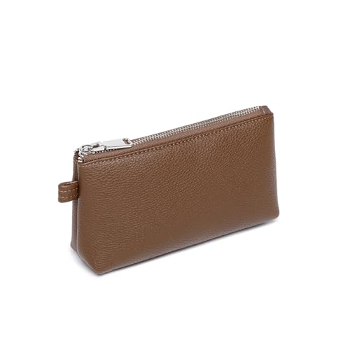 Small Makeup Bag for Purse, Leather Cosmetic (Toffee Brown) - color: PU/Toffee Brown