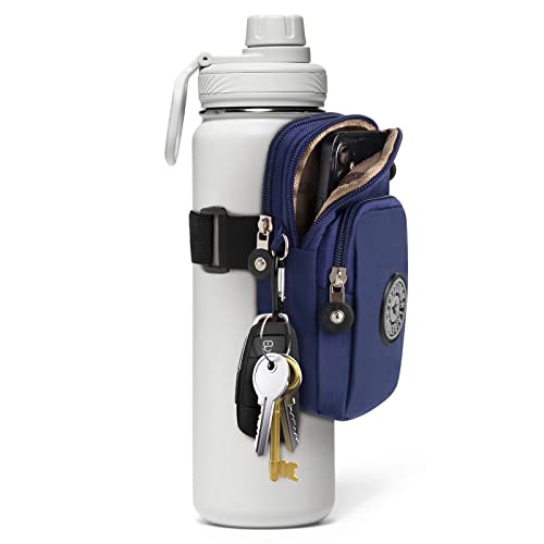 Gym Water Caddy with Phone Holder, Water Bottle Sleeve Bag with Pocket for Cards, Keys, Wallet, Gym Bottle Accessories for Men Women - color: Dark Blue