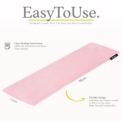 Qomfor - Microwavable Heating Pad - Pink - Lavender Scented Heat Pack - Therapeutic Heat Wrap for Neck, Shoulders & Period Cramps Pain Relief - Reusable Hot/Cold Therapy Bag - color: Pink