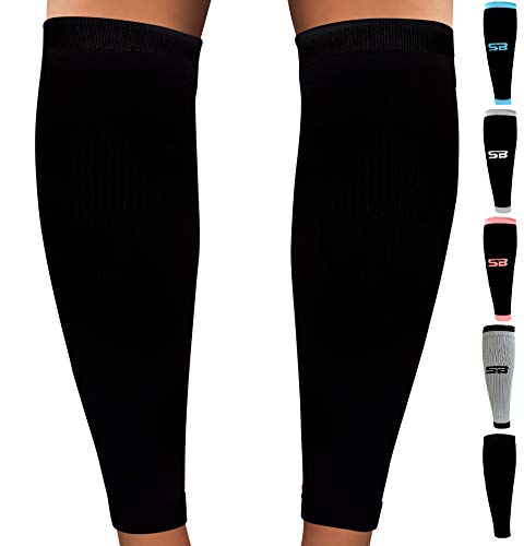 SB SOX Compression Calf Sleeves (20-30mmHg) - color: Solid Black, size: Medium